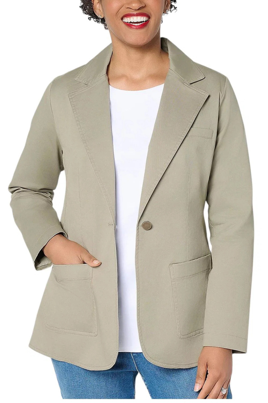 Martha Stewart Women's Signature Twill Blazer with Pockets Summer Sand - Regular